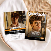 Modern Minimal Two Photo Graduation Party 招待状