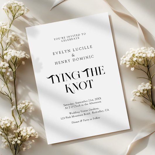 Modern Minimal tying the knot Wedding 招待状
