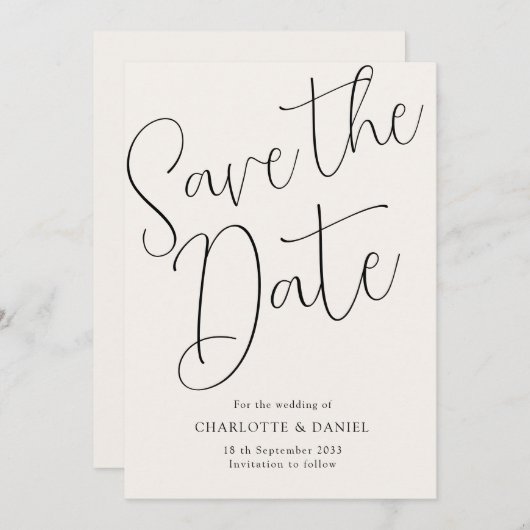 Modern, Minimal, Typografie - Save the Date Karte 招待状 (正面/裏面)