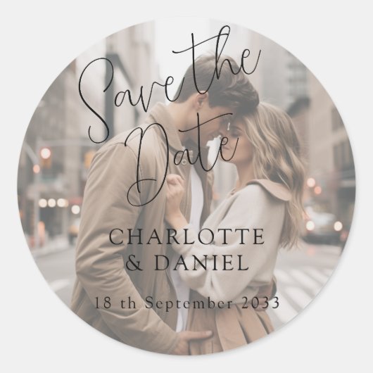 Modern, Minimal, Typography, 1 Photo ラウンドシール (正面)