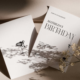 Modern Minimal typography Birthday Invitation 招待状