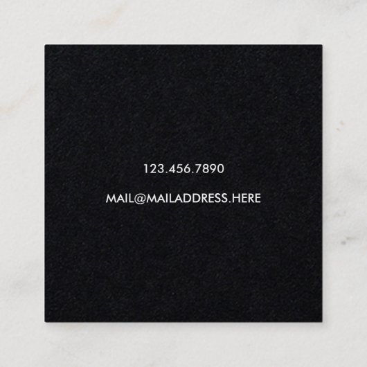 Modern Minimal Typography Black Paper Square スクエア名刺 (裏面)