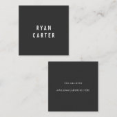 Modern Minimal Typography Black Paper Square スクエア名刺 (正面/裏面)