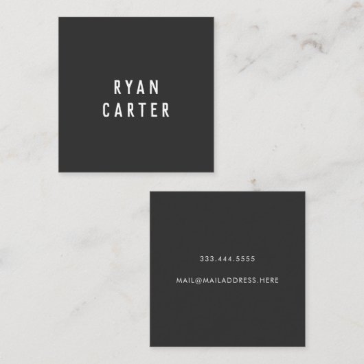 Modern Minimal Typography Black Paper Square スクエア名刺 (正面/裏面)