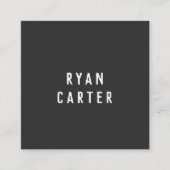 Modern Minimal Typography Black Paper Square スクエア名刺 (正面)
