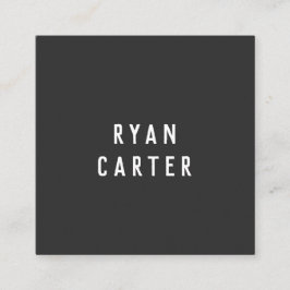 Modern Minimal Typography Black Paper Square スクエア名刺