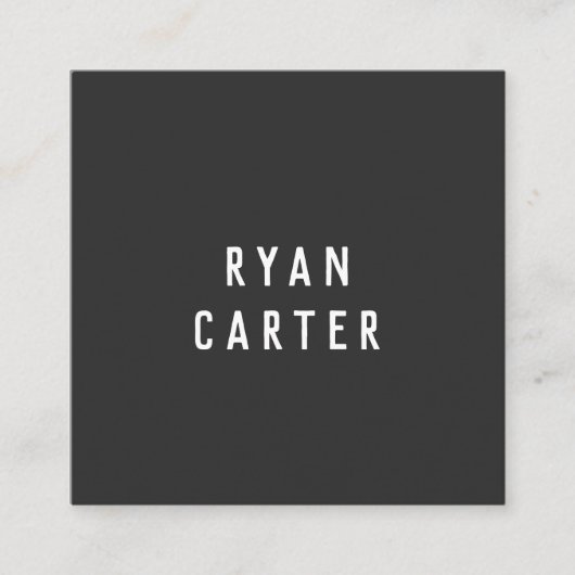 Modern Minimal Typography Black Paper Square スクエア名刺 (正面)