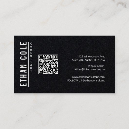 Modern Minimal Typography professional QR code 名刺 (裏面)