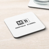 Modern Minimal Typography White Paper Square コースター (左側)