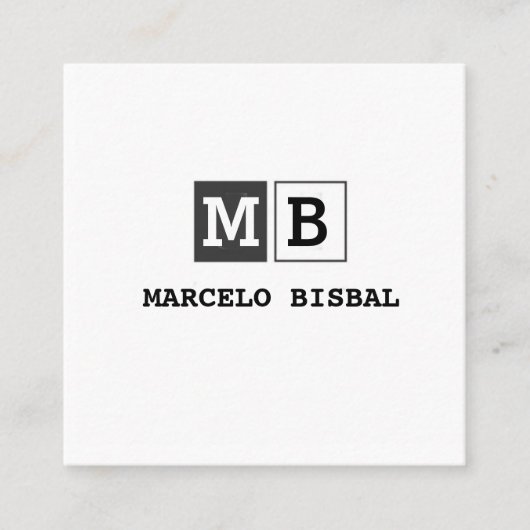 Modern Minimal Typography White Paper Square スクエア名刺 (正面)