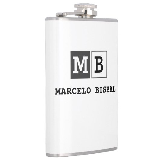 Modern Minimal Typography White Paper Square フラスク (右)