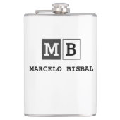 Modern Minimal Typography White Paper Square フラスク (正面)