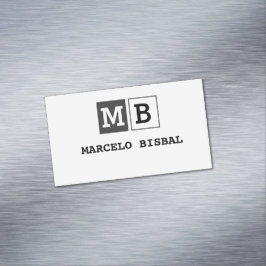 Modern Minimal Typography White Paper Square マグネット名刺