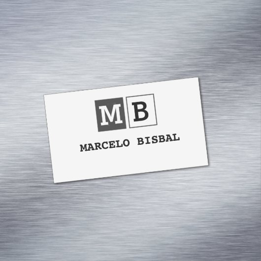 Modern Minimal Typography White Paper Square マグネット名刺 (インサイチュ)