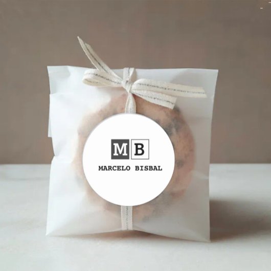 Modern Minimal Typography White Paper Square ラウンドシール