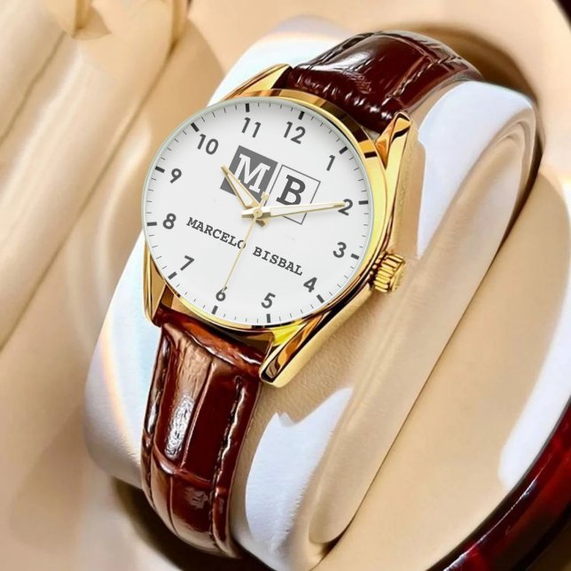 Modern Minimal Typography White Paper Square 腕時計 (クリエイターアップロード済み)