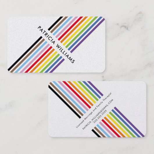 MODERN MINIMAL unique stripe rainbow pride LGBTQ 名刺 (正面/裏面)