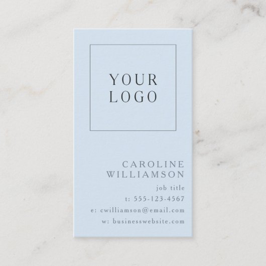 Modern Minimal Vertical Logo QR Code Soft Blue 名刺 (正面)