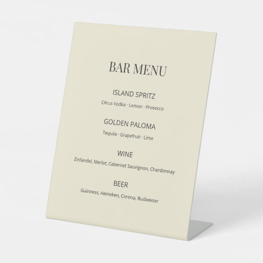 Modern Minimal Wedding Bar Menu Sign 台座サイン (正面)