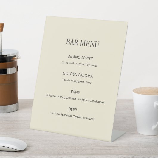 Modern Minimal Wedding Bar Menu Sign 台座サイン (インサイチュ)
