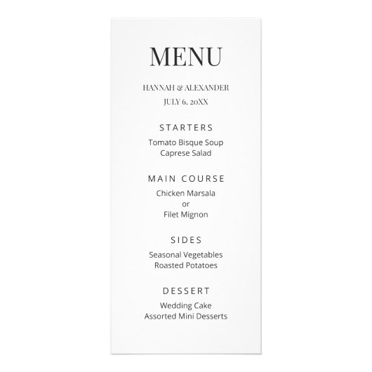Modern Minimal Wedding Menu ラックカード (正面)