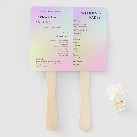 Modern Minimal Wedding Program Order Of Events ハンドファン (正面&裏面)