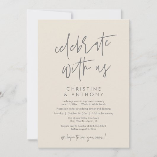 Modern Minimal Wedding Reception Dinner 招待状 (正面)