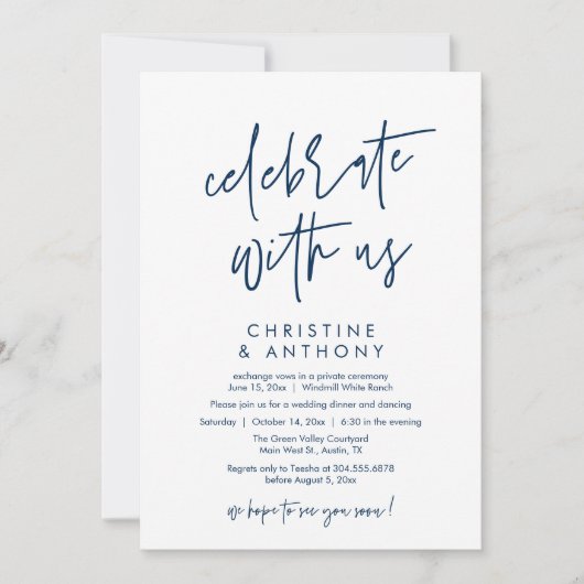 Modern Minimal Wedding Reception Dinner 招待状 (正面)