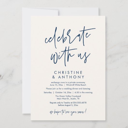 Modern Minimal Wedding Reception Dinner 招待状 (正面)