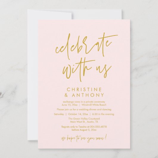 Modern Minimal Wedding Reception Dinner 招待状 (正面)