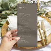 Modern Minimal Wedding Reception Menu Taupe メニュー