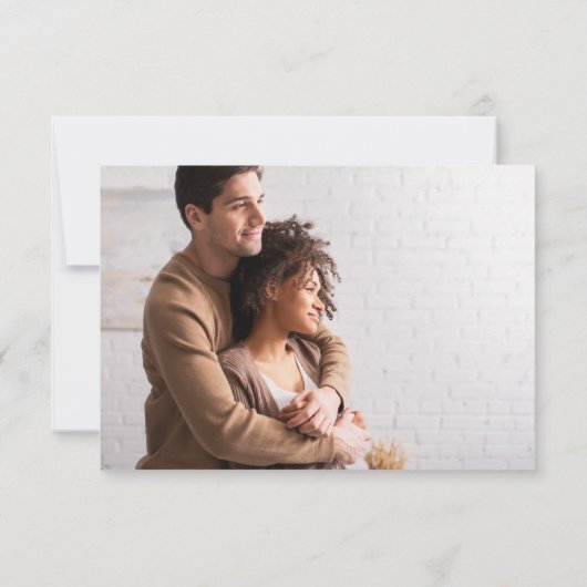 Modern Minimal Wedding RSVP Card Photo on Back 招待状 (裏面)