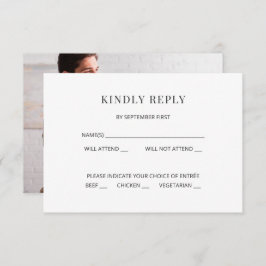 Modern Minimal Wedding RSVP Card Photo on Back 招待状