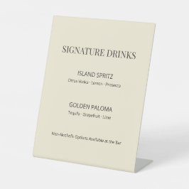 Modern Minimal Wedding Signature Drinks Sign 台座サイン