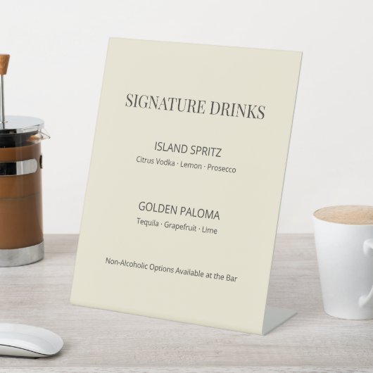 Modern Minimal Wedding Signature Drinks Sign 台座サイン (インサイチュ)