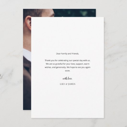 Modern Minimal Wedding Thank You Card with Photo サンキューカード (正面/裏面)