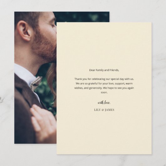 Modern Minimal Wedding Thank You Card with Photo サンキューカード (正面/裏面)