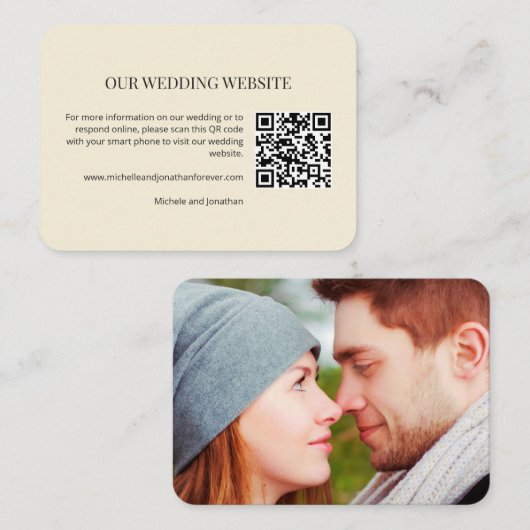 Modern Minimal Wedding Website QR Code Insert Card エンクロージャーカード (正面/裏面)
