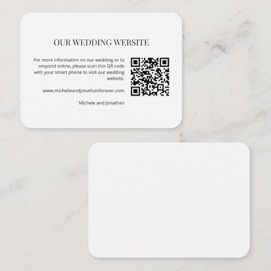 Modern Minimal Wedding Website QR Code Insert Card エンクロージャーカード (正面/裏面)
