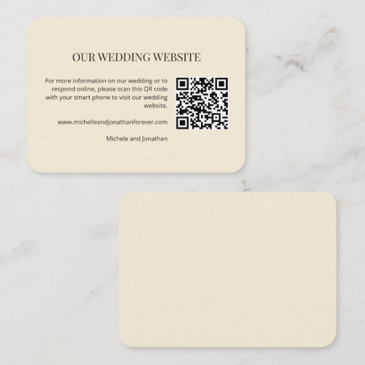 Modern Minimal Wedding Website QR Code Insert Card エンクロージャーカード (正面/裏面)