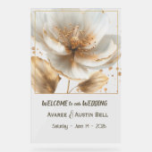 Modern Minimal White and Gold Poppy Acrylic Sign アクリルサイン (正面)