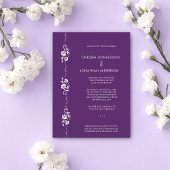 Modern Minimal White Floral Dark Purple Wedding 案内状