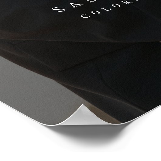 Modern Minimal White Script Wedding Photo Sign ポスター (角)