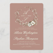 Modern Minimal Winter Floral Wedding 招待状 (正面)