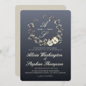 Modern Minimal Winter Floral Wedding 招待状 (正面/裏面)