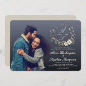 Modern Minimal Winter Floral Wedding 招待状 (正面/裏面)