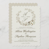 Modern Minimal Winter Floral Wedding 招待状 (正面/裏面)