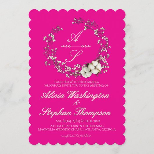 Modern Minimal Winter Floral Wedding 招待状 (正面)