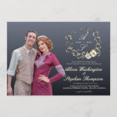 Modern Minimal Winter Floral Wedding 招待状 (正面)