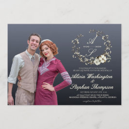 Modern Minimal Winter Floral Wedding 招待状